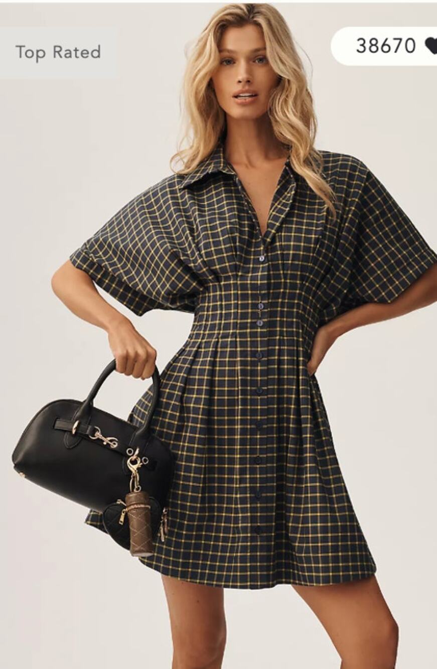 Anthropologie The Tobie Mini Shirt Dress by Exquise Large Petite